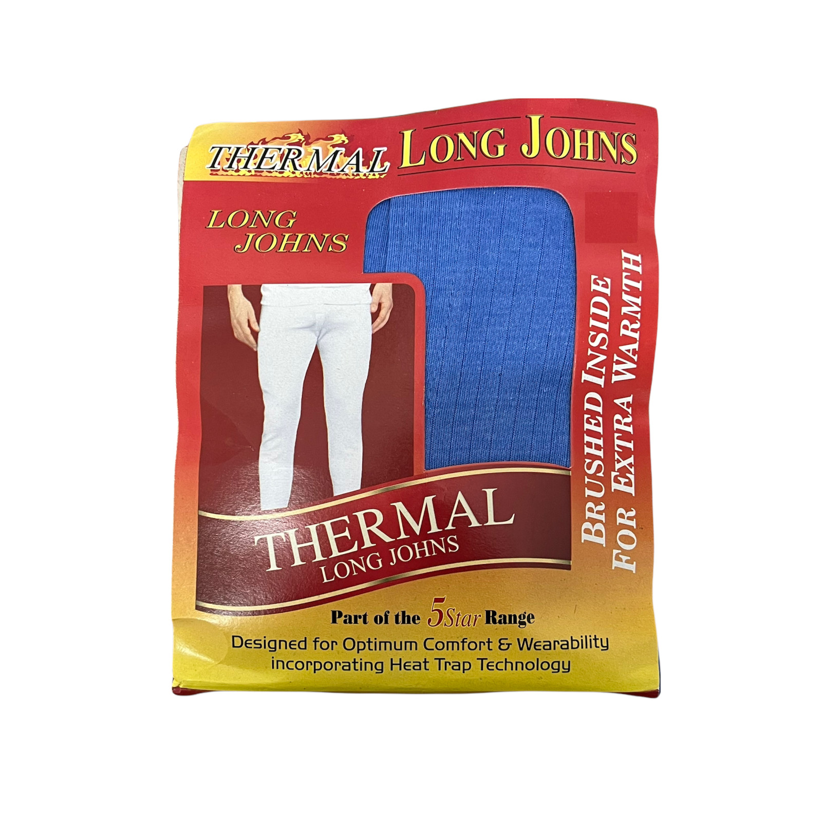 Mens Blue Brushed Thermal Long Johns Pants Winter Warm Underwear Pant Large Size
