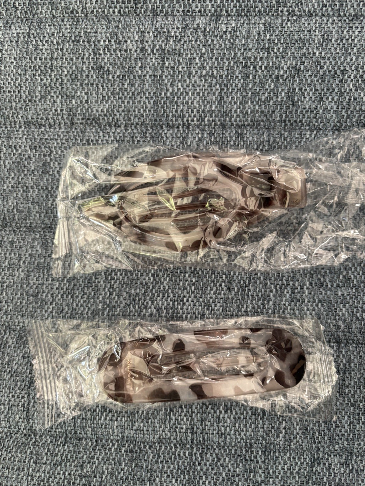Flat Hair Claw Clips Animal Print Clear & Brown 2 Pieces 4.7 Inch