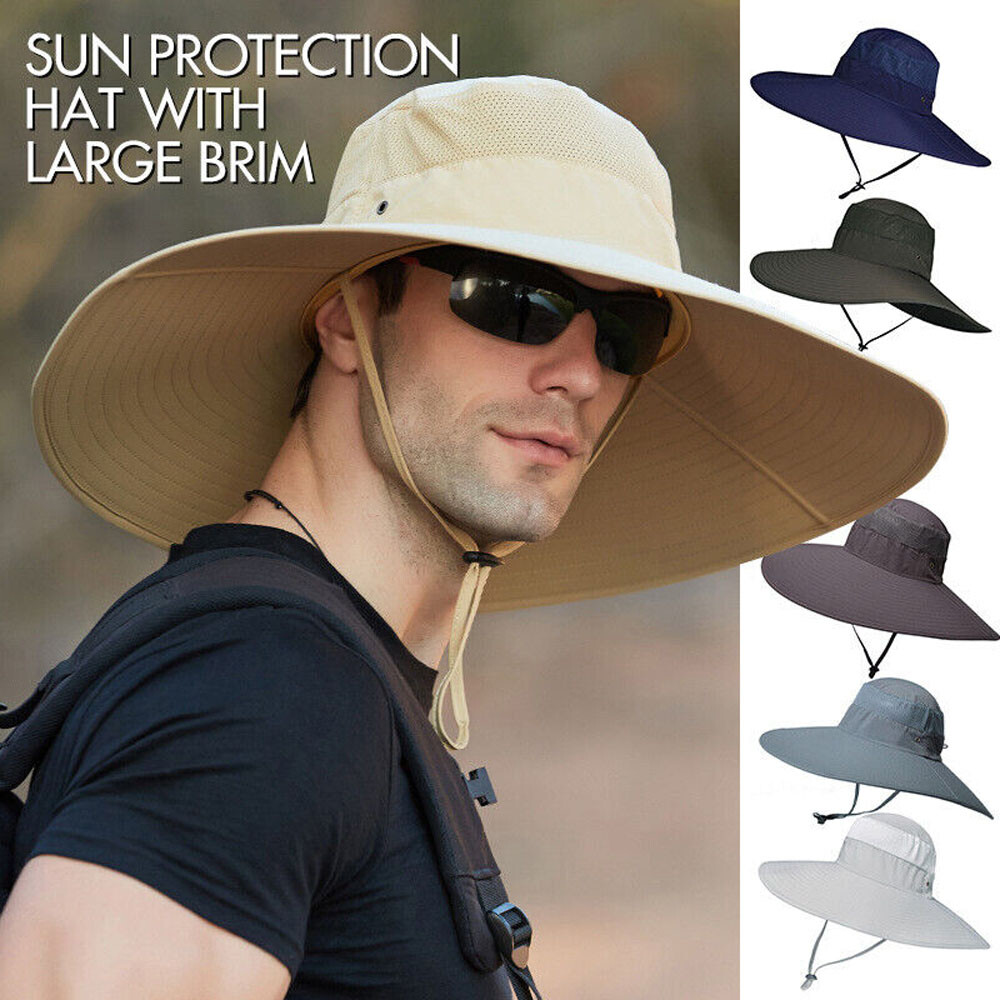 Wide Brim Sun Hat UV Protection Bucket Cap For Hiking Camping Fishing Safari Men