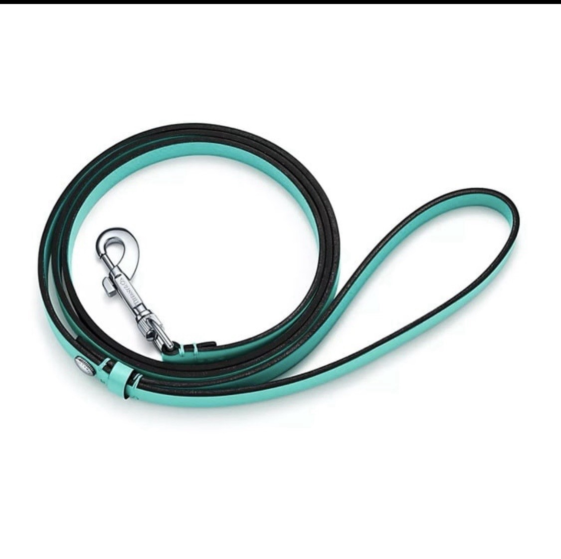Tiffany & Co. Genuine Leather Dog Leash Swivel Hook Clasp Turquoise