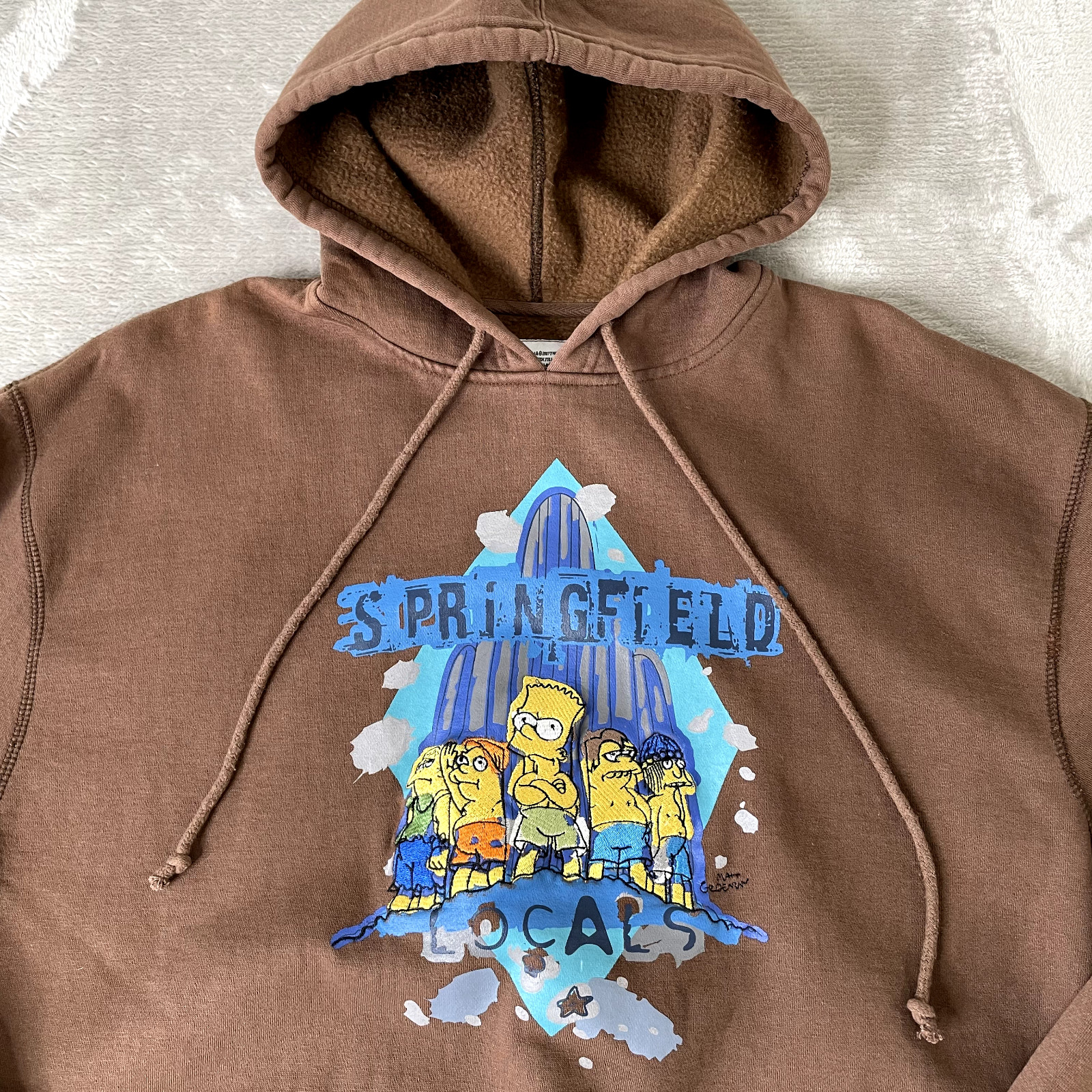 Calhoun Sportswear 2007 The Simpsons Locals Hoodie Sweatshirt Men XL Brown Heavy
