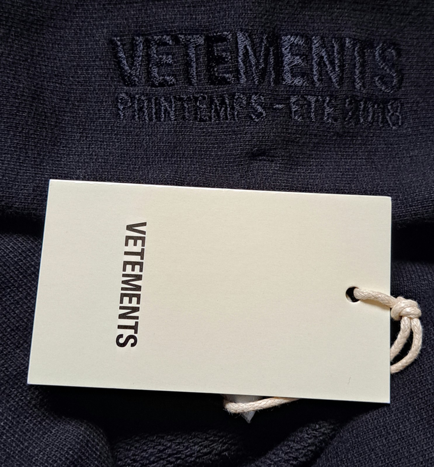 Vetements Authentic Tape Hoodie Black SS18 Women’s S Oversized Made In Portugal