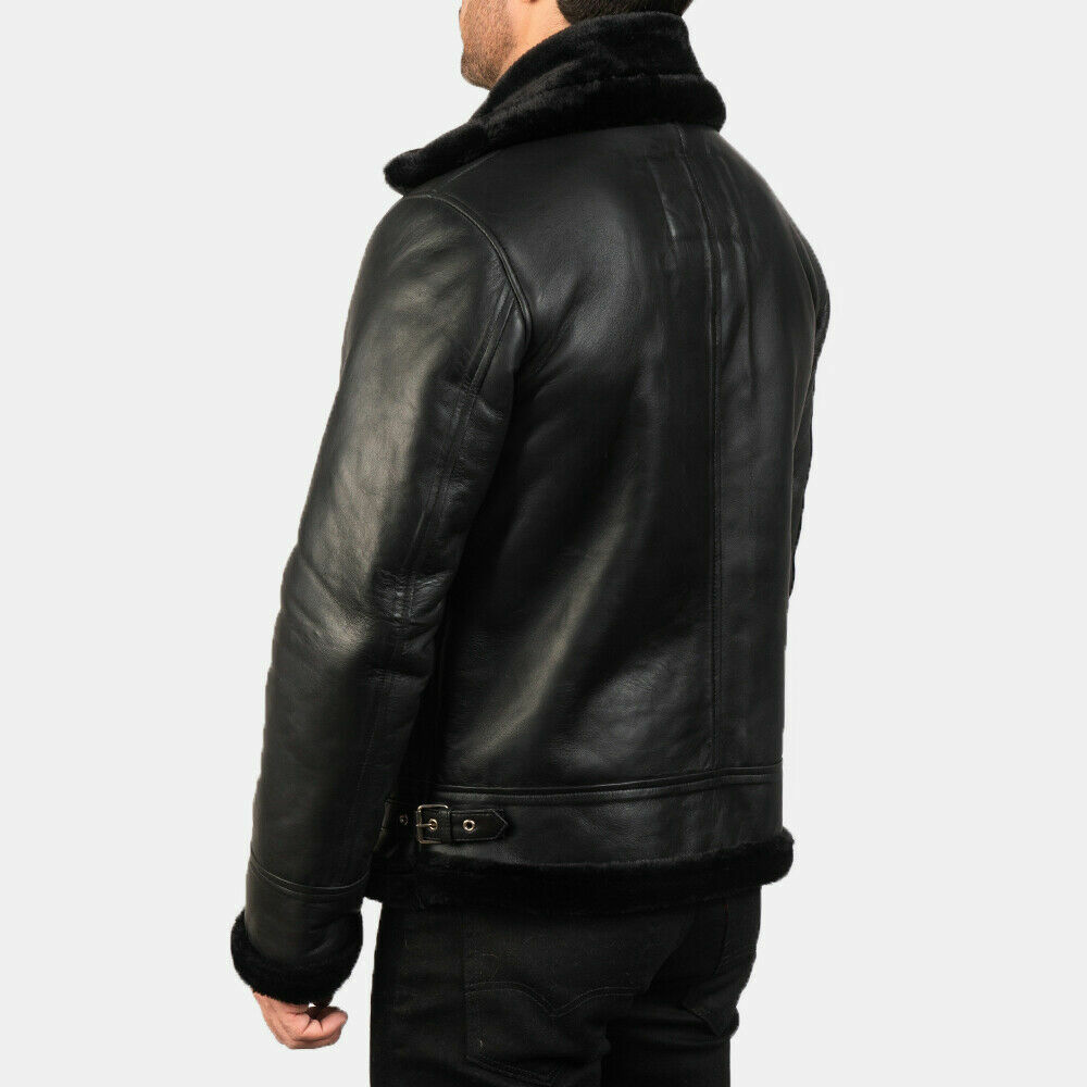 Men’s B3 Aviator Real Shearling Sheepskin Leather Flight Bomber Jacket