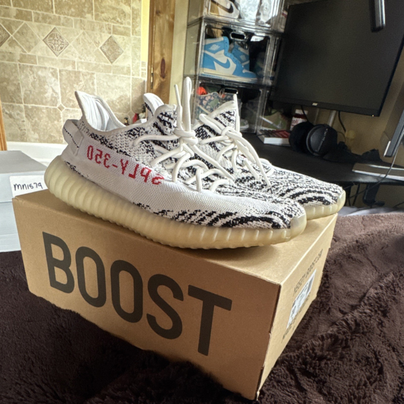 adidas Yeezy Boost 350 V2 CP9654 Zebra White Black Red Kanye West Sneaker