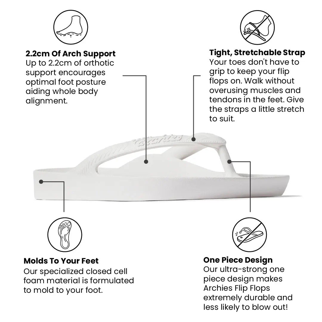 Archies Arch Flip Flop Womens White Support Sandal