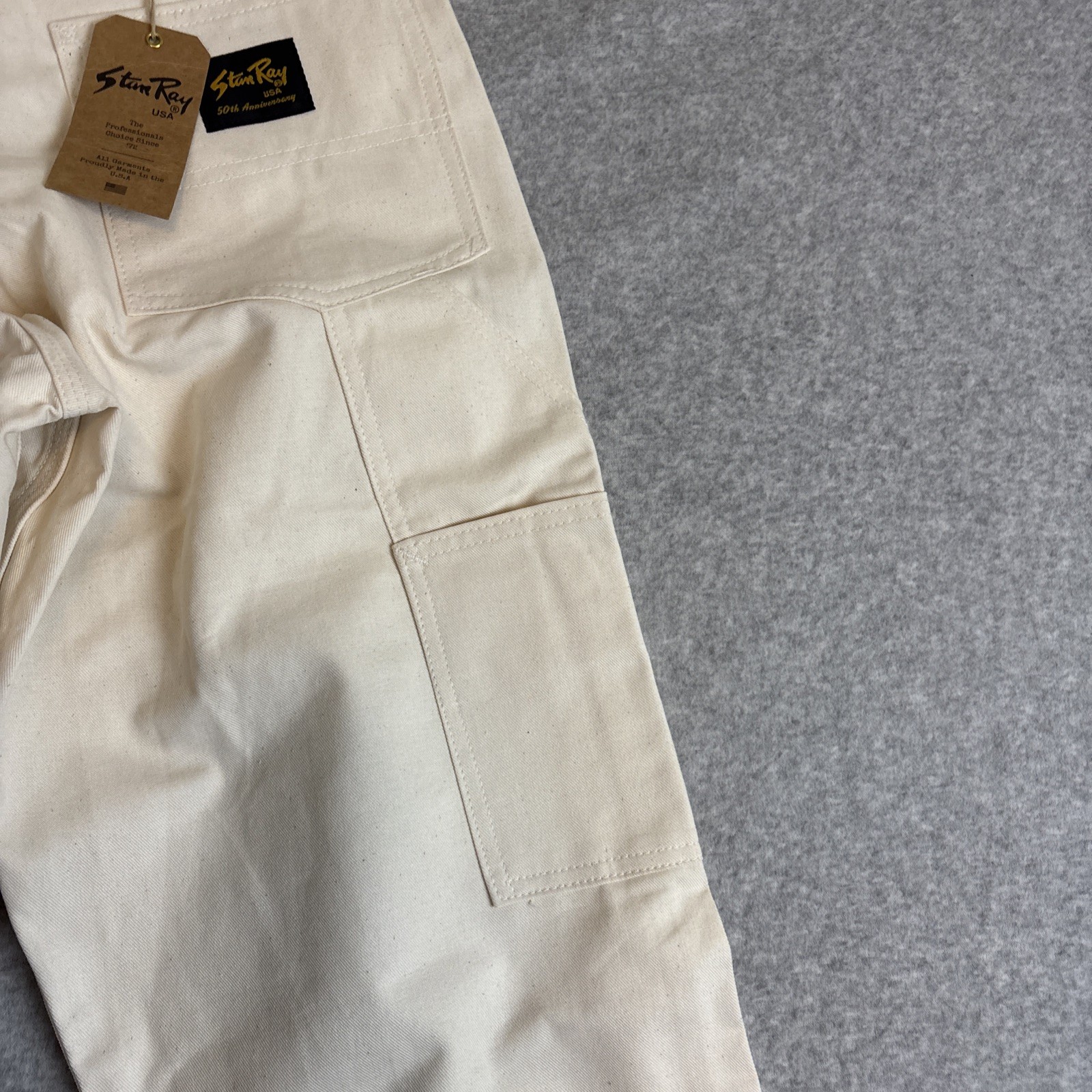 VTG NEW Stan Ray 50th Anniversary Carpenter Ivory Pants Painter USA Mens 28×32