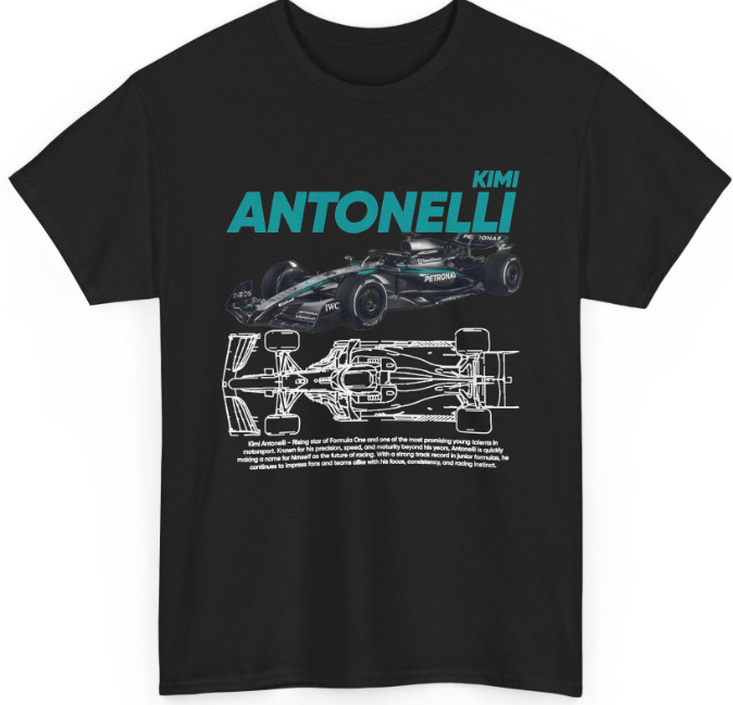 Kimi Antonelli F1 Shirt, Vintage Mercedes Racing T Shirt