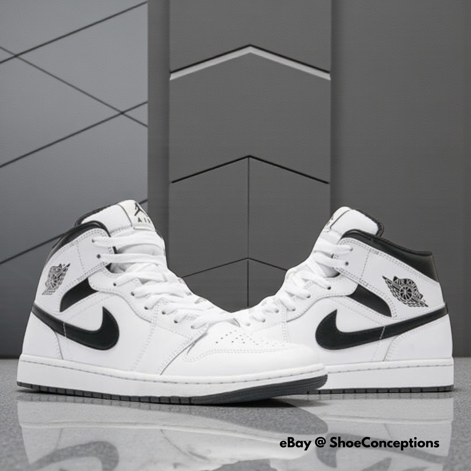 Nike Air Jordan 1 Mid White Black DQ8426-132 Men’s Size NEW