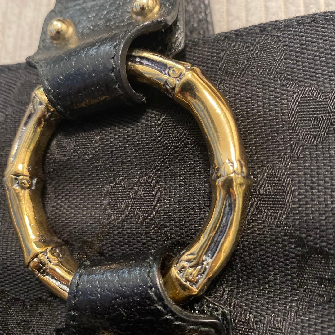 GUCCI GG Canvas Bamboo Ring Tote Bag Gift Present 0609