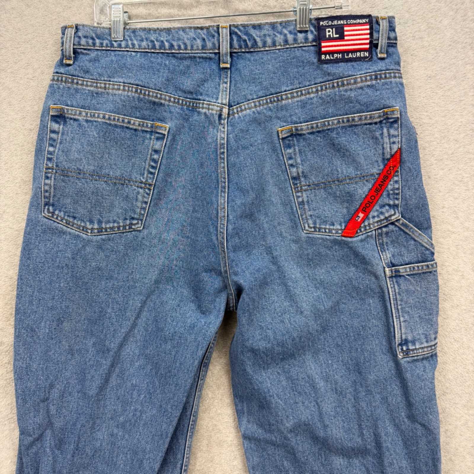 Polo Jeans Co Ralph Lauren Carpenter Jeans Mens 38×32 Blue Denim Pant Worker Y2K