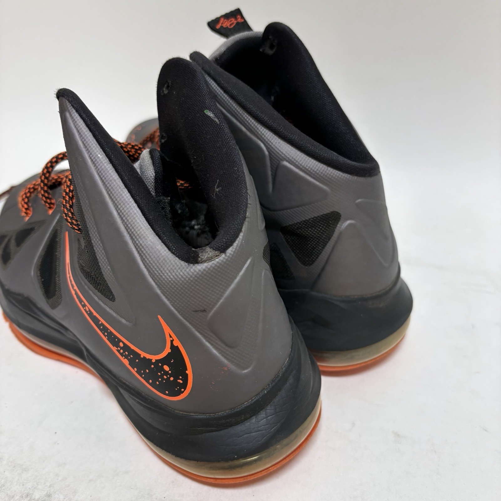 NIKE LeBron X 10 Lava Charcoal Total Orange Youth Size 5Y 541100-002 Used