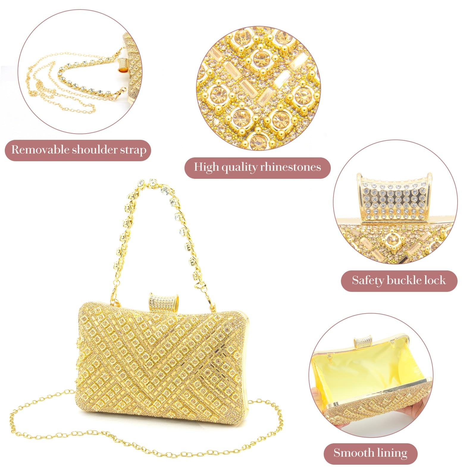 Elegant Rhinestone Clutch Purse for Women, Sparkly Evening Bag for Parties