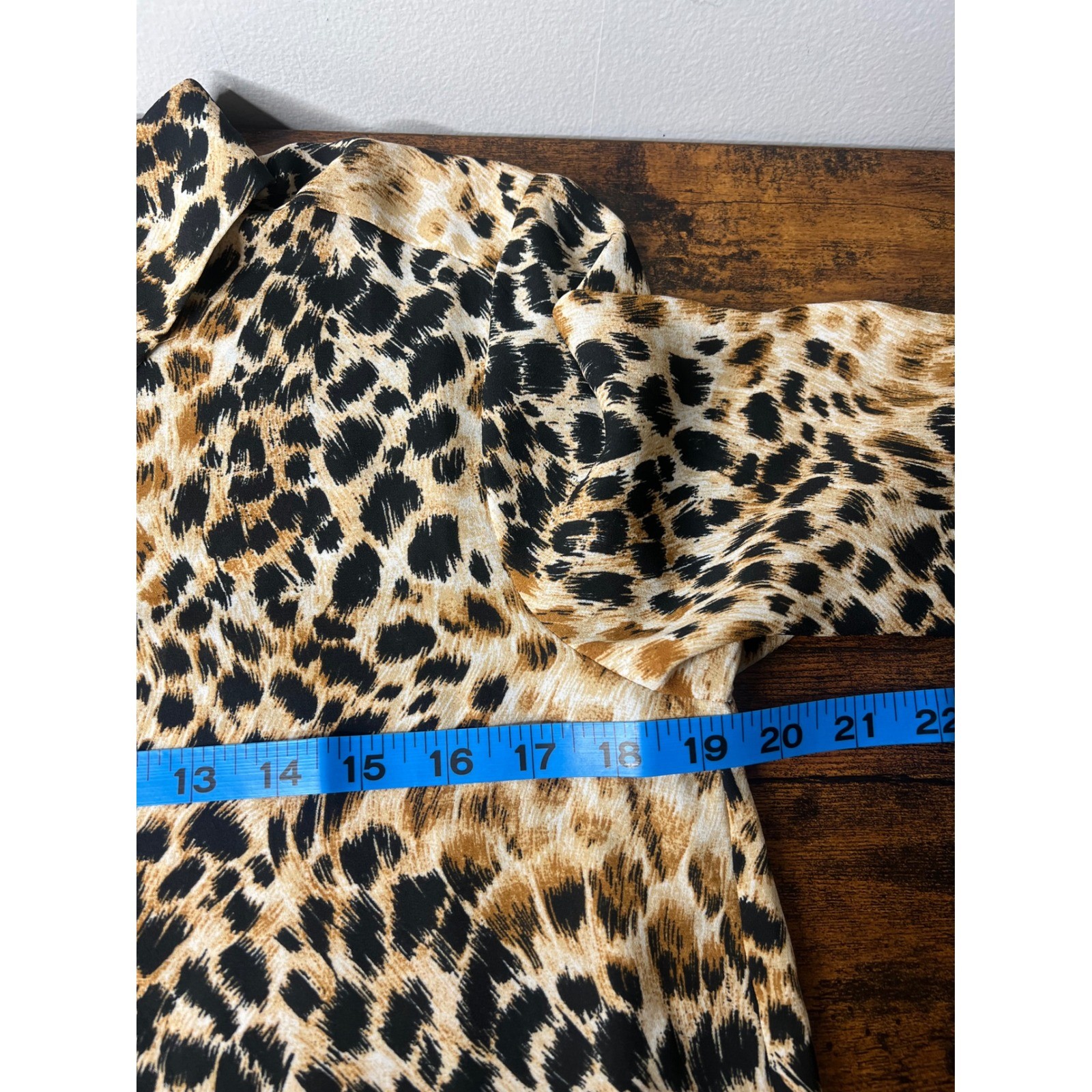 Rose+Olive Leopard Print Button Down Shirt Brown Black Long Sleeve Women’s S Mob
