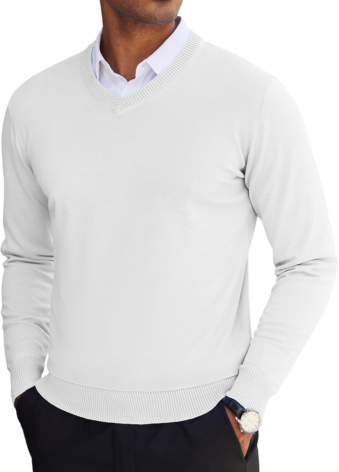 Men’s Lightweight Knitted V Neck Pullover Sweater Casual Soft Comfortable Fall