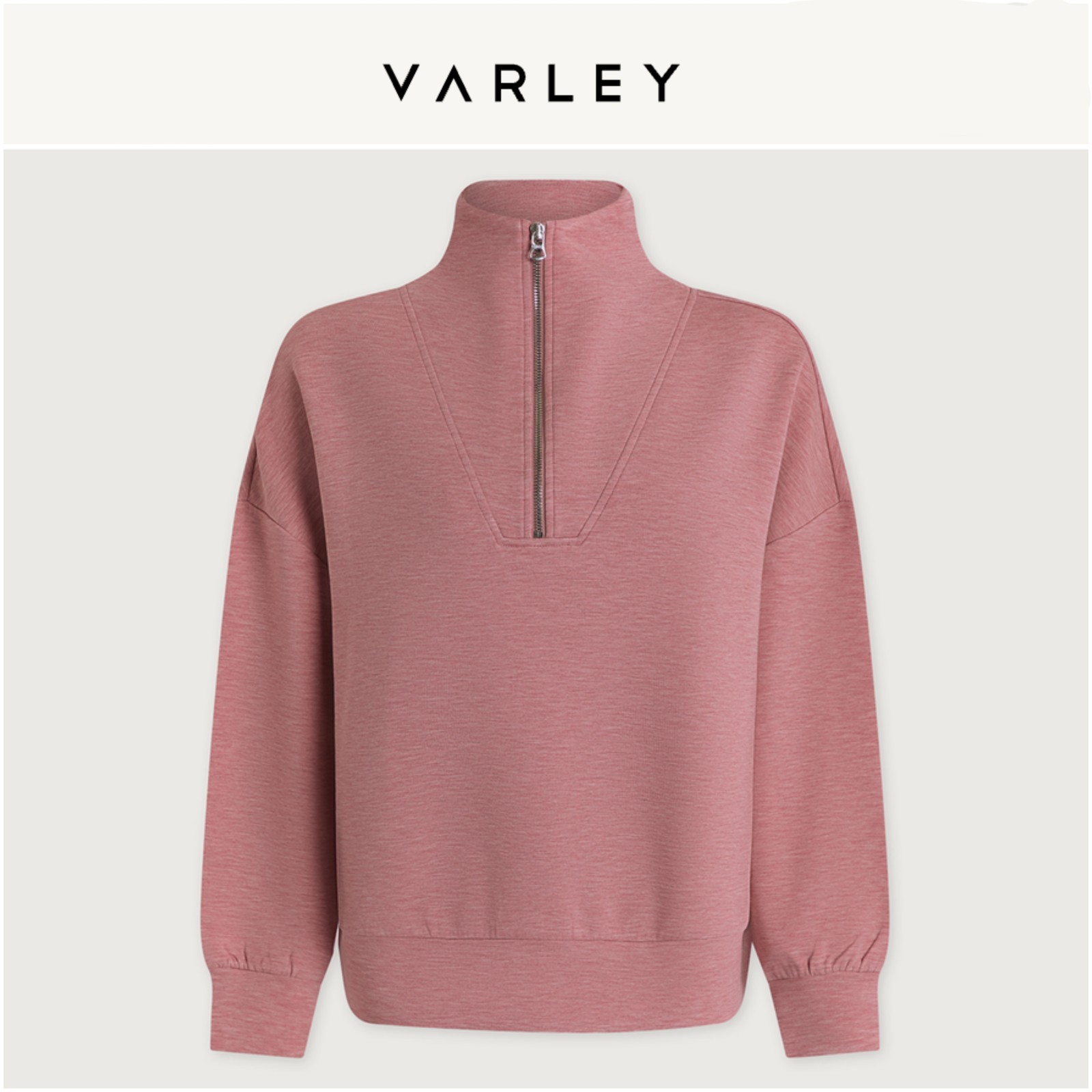 NWT Varley DoubleSoft Hawley Half-Zip Sweatshirt ROSE MARL Pullover Large