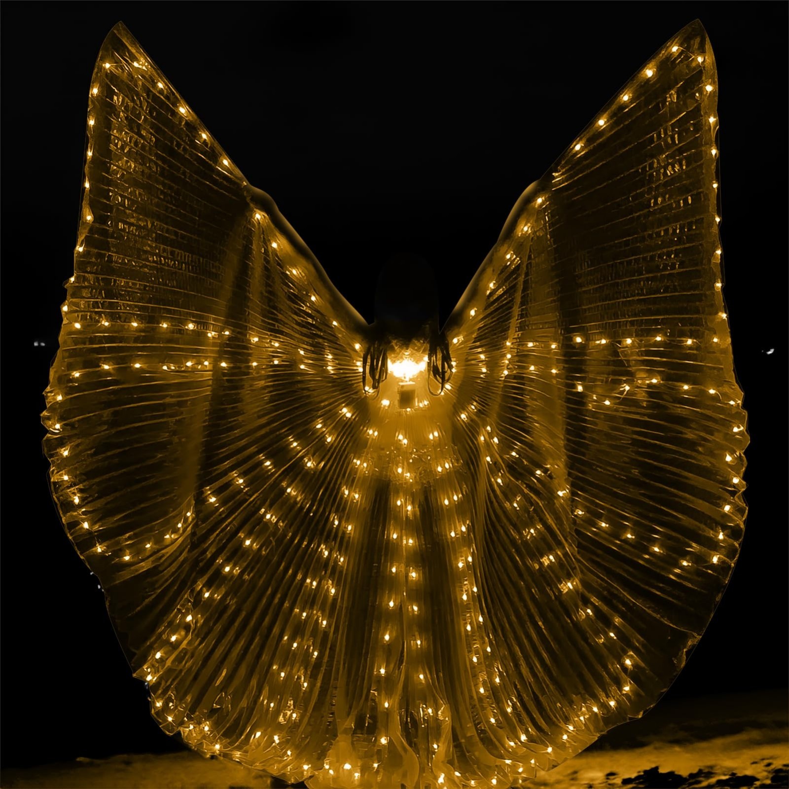 Light Up LED Butterfly Wings – Halloween Angel Moth Cape with Telescopic Sticks