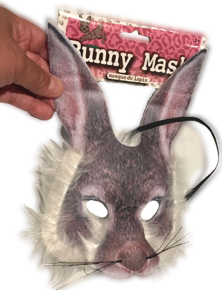 3D RABBIT CLOTH HALF FACE MASK Big Ears Bunny Halloween Easter Realistic Face