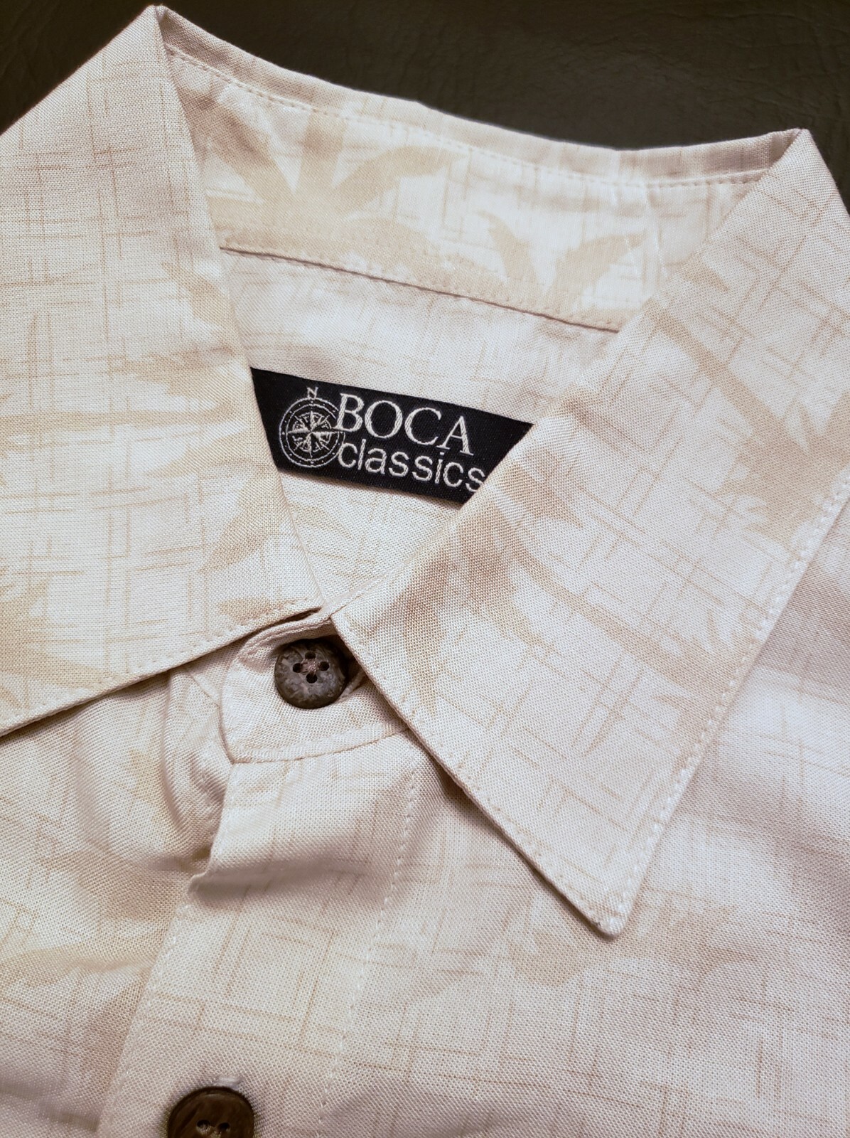 BOCA CLASSICS 100% Rayon Hawaiian Shirt Mens S 20×29 Palm Tree Island NWT *V