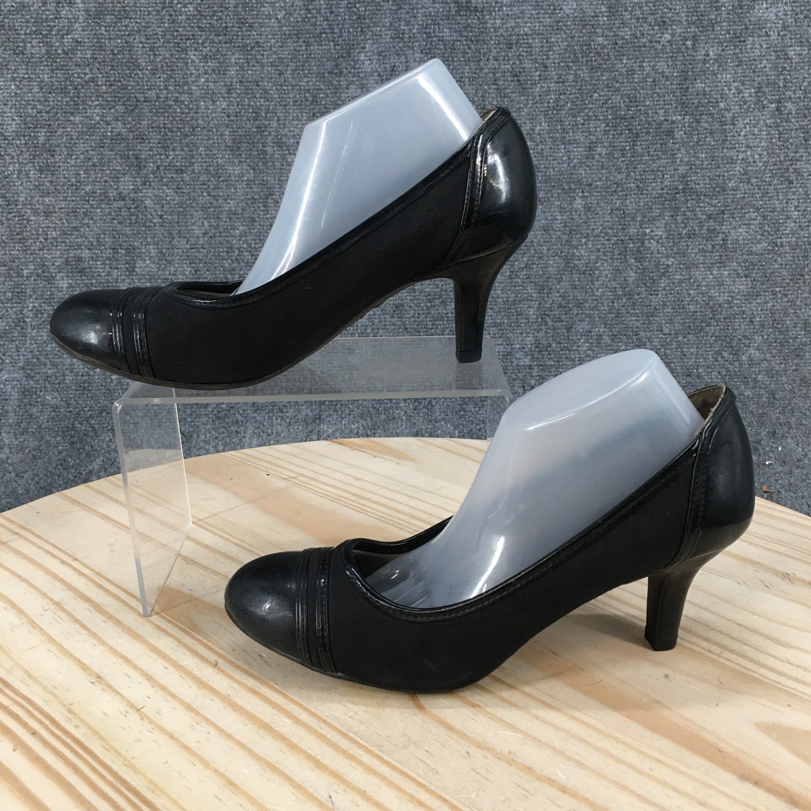 LifeStride Petunia Dress Pump Shoes Womens 6.5 Wide Heels Faux Leather Black