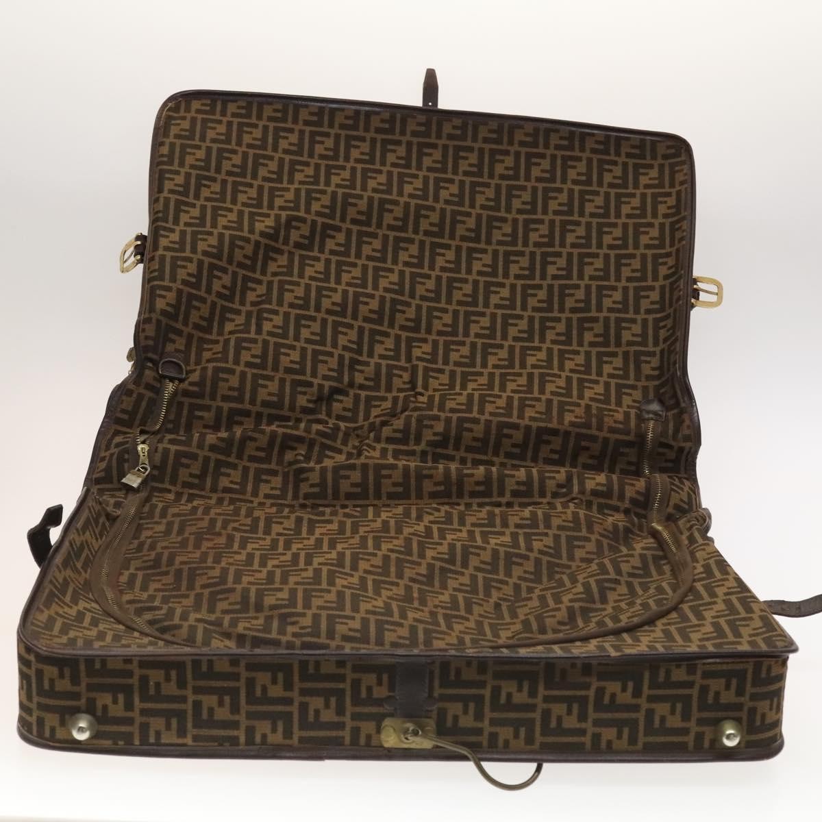 FENDI Zucca Canvas Garment Cover Brown Black gold Auth sw767