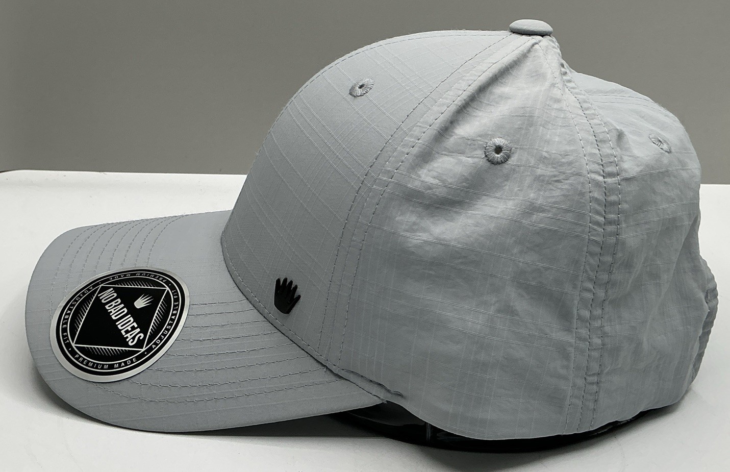 No Bad Ideas NBI Nylon Check 6 Panel Adjustable Gray Cap Hat L07084