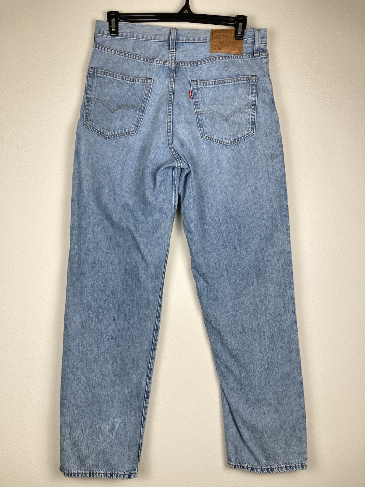 LEVIS 568 PREMIUM BIG E RELAXED STRAIGHT JEANS COTTON LINEN BLUE MENS 32 X 32