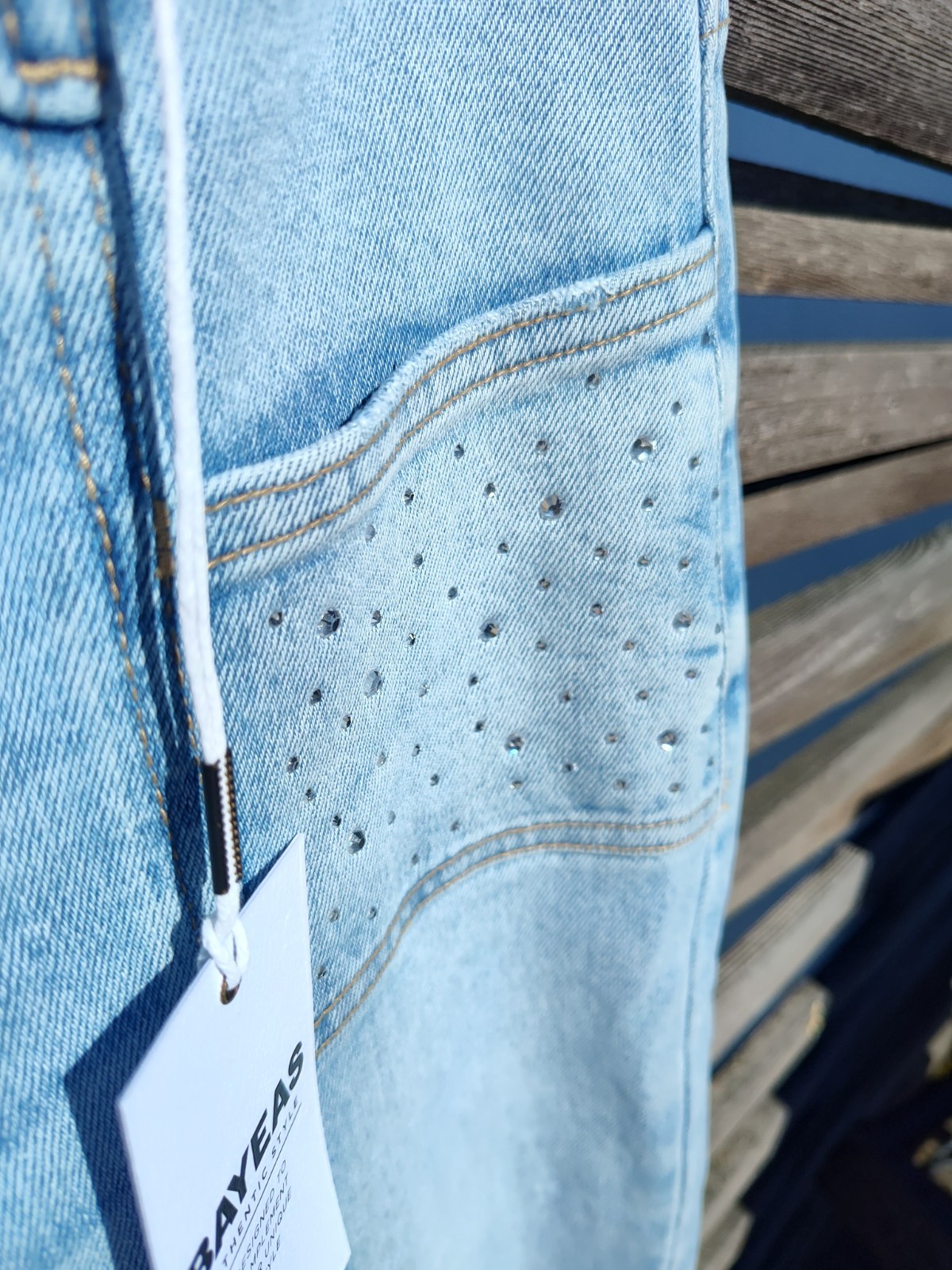 Bayeas Nordstrom mid-rise flare sparkle embellished jeans 26