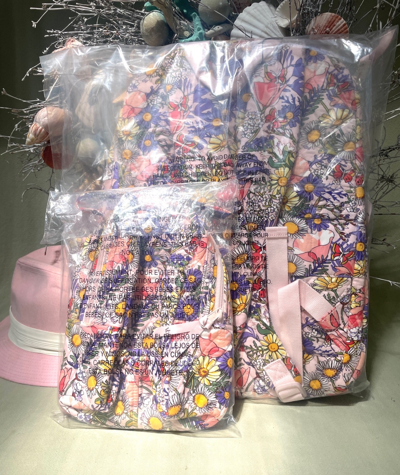 Vera Bradley Essential Large Backpack +Lunch Bunch Set COASTAL WILDFLOWERS NWT