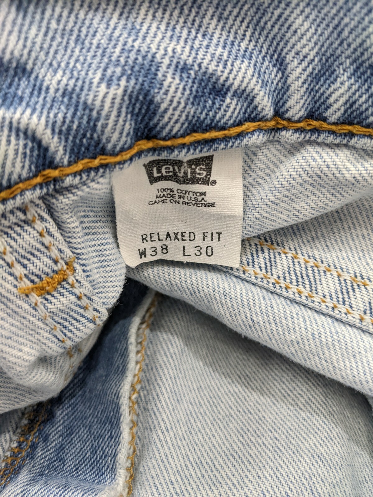 Levi’s 540 38×30 Relaxed Fit Jeans Distressed Denim USA Made 100% Cotton
