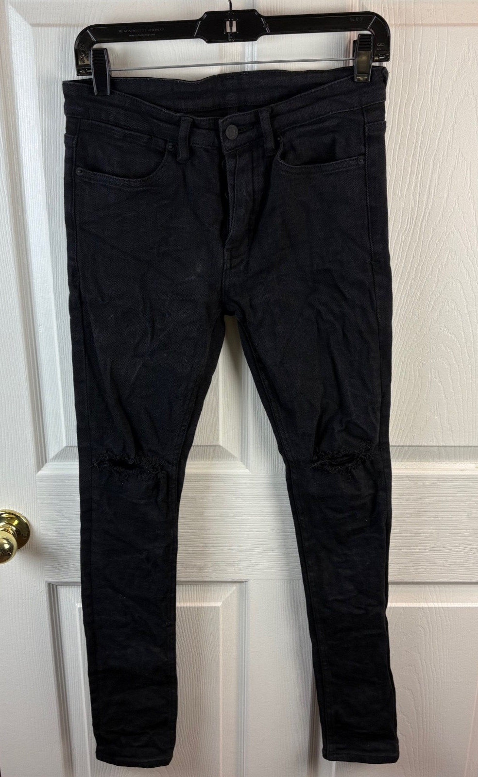Ksubi Van Winkle Ace Slice Denim Jeans Distressed Button Fly Black 30×30 Men’s