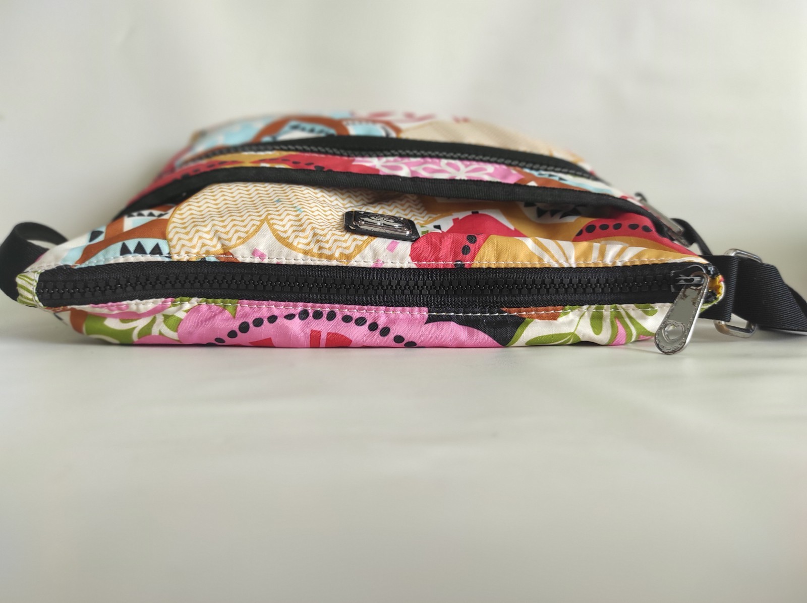 Brighton Pink Mod Retro Printed Fabric Shoulder Bag Lightweight, W 11″,H 9″,D 4″