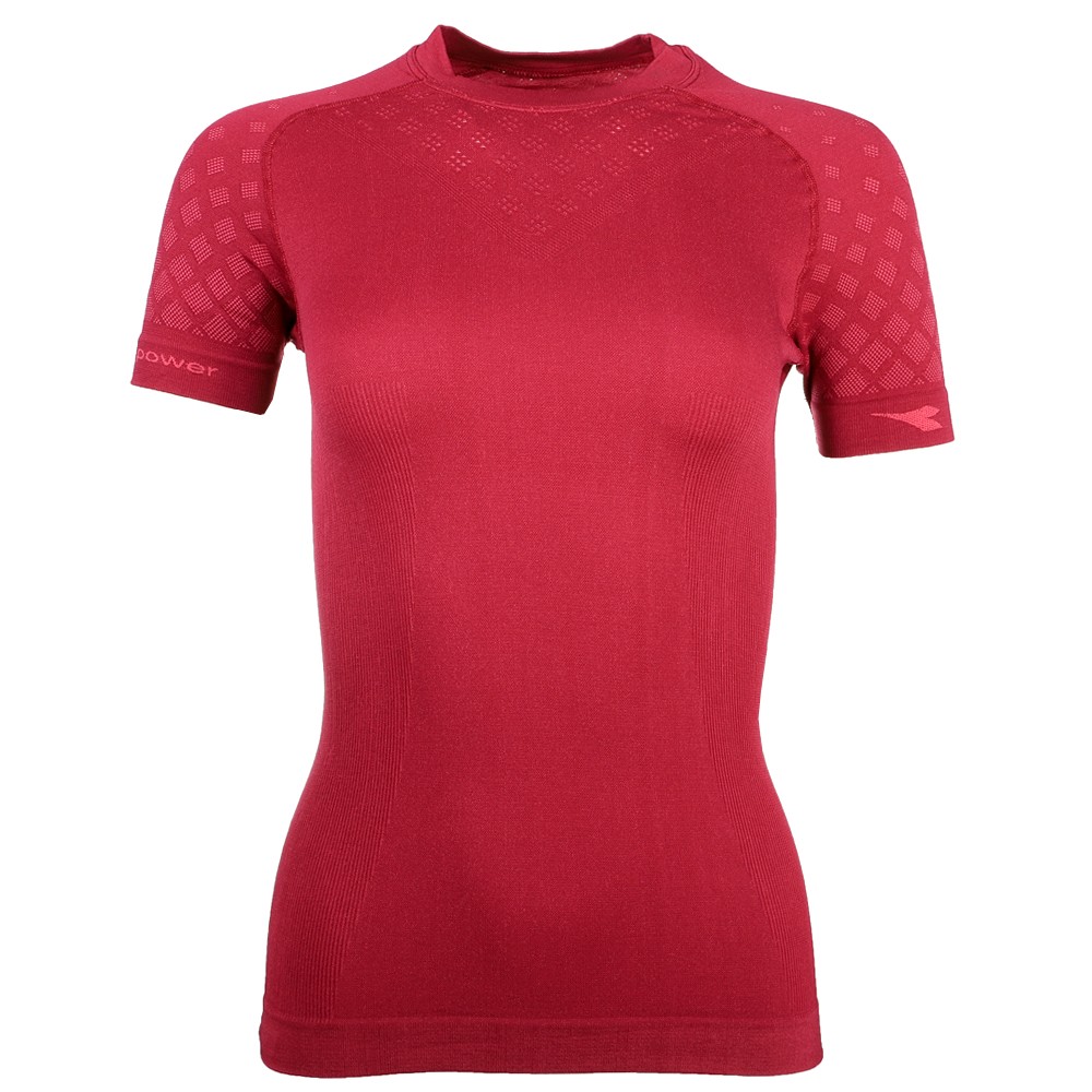 diadora Act Training Crew Neck Short Sleeve Athletic T-Shirt Womens Red Casual T