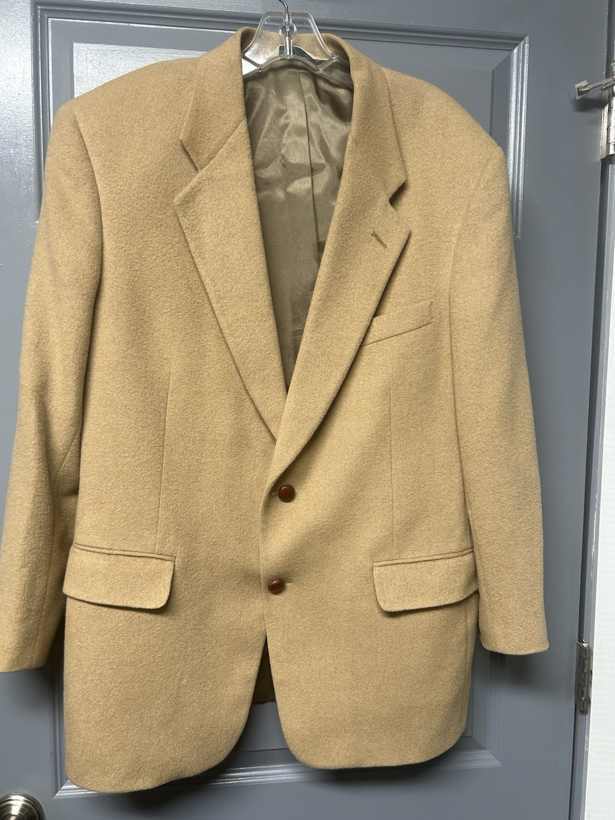 EVAN PICONE 100% Camel Hair Tan Blazer Jacket Sport Coat Size 41R NICE Vintage
