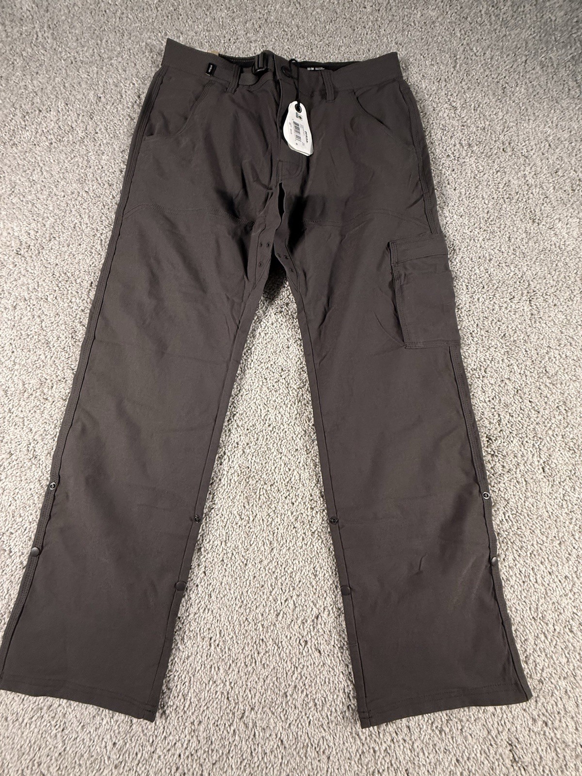 Prana Pants Mens 32X30 Dark Iron Stretch Zion II Vented Roll Tab Hiking Belt NWT