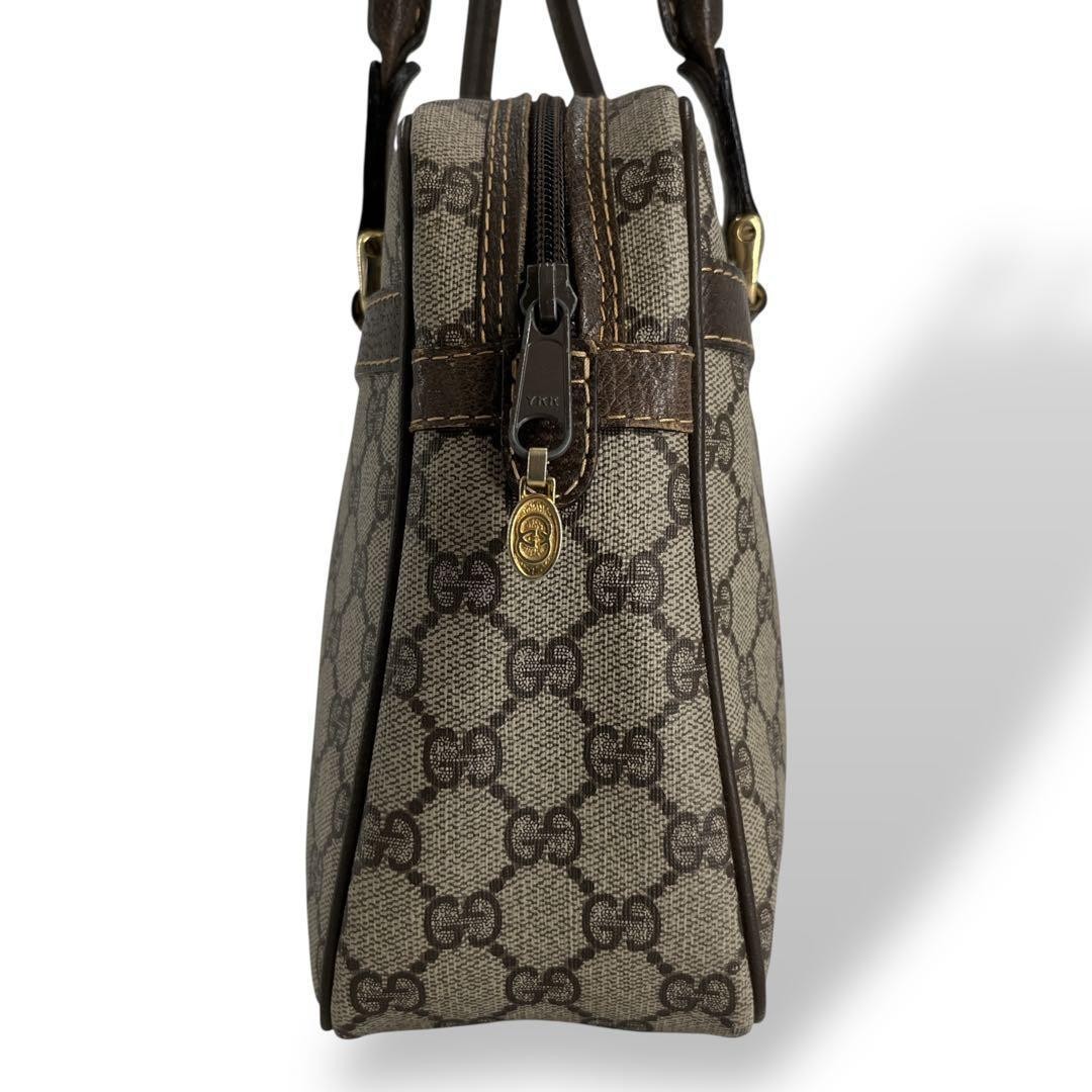 Gucci Mini Boston GG Supreme Web Stripe Handbag Beige Brown Auth rare limited