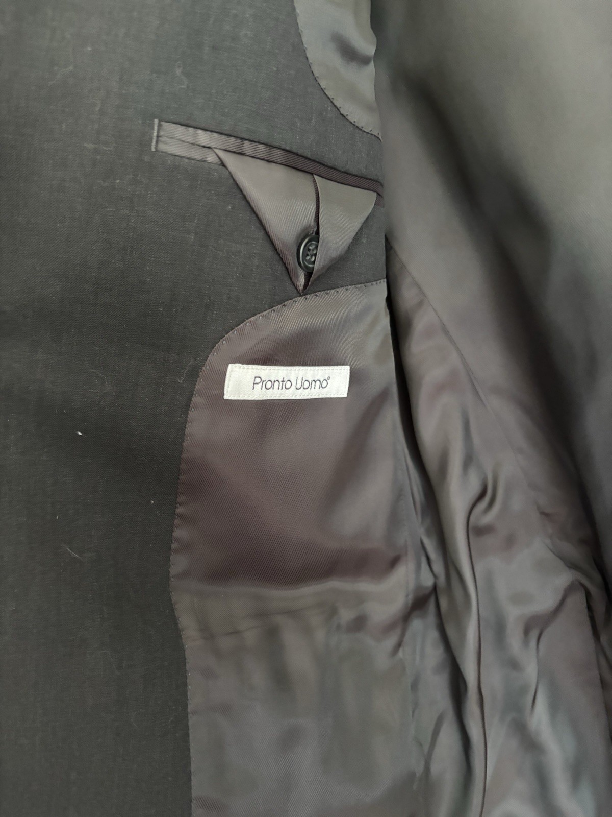 Pronto Uomo Wool Worsted Gray Suit Jacket 40R Single-Breasted 2-Button