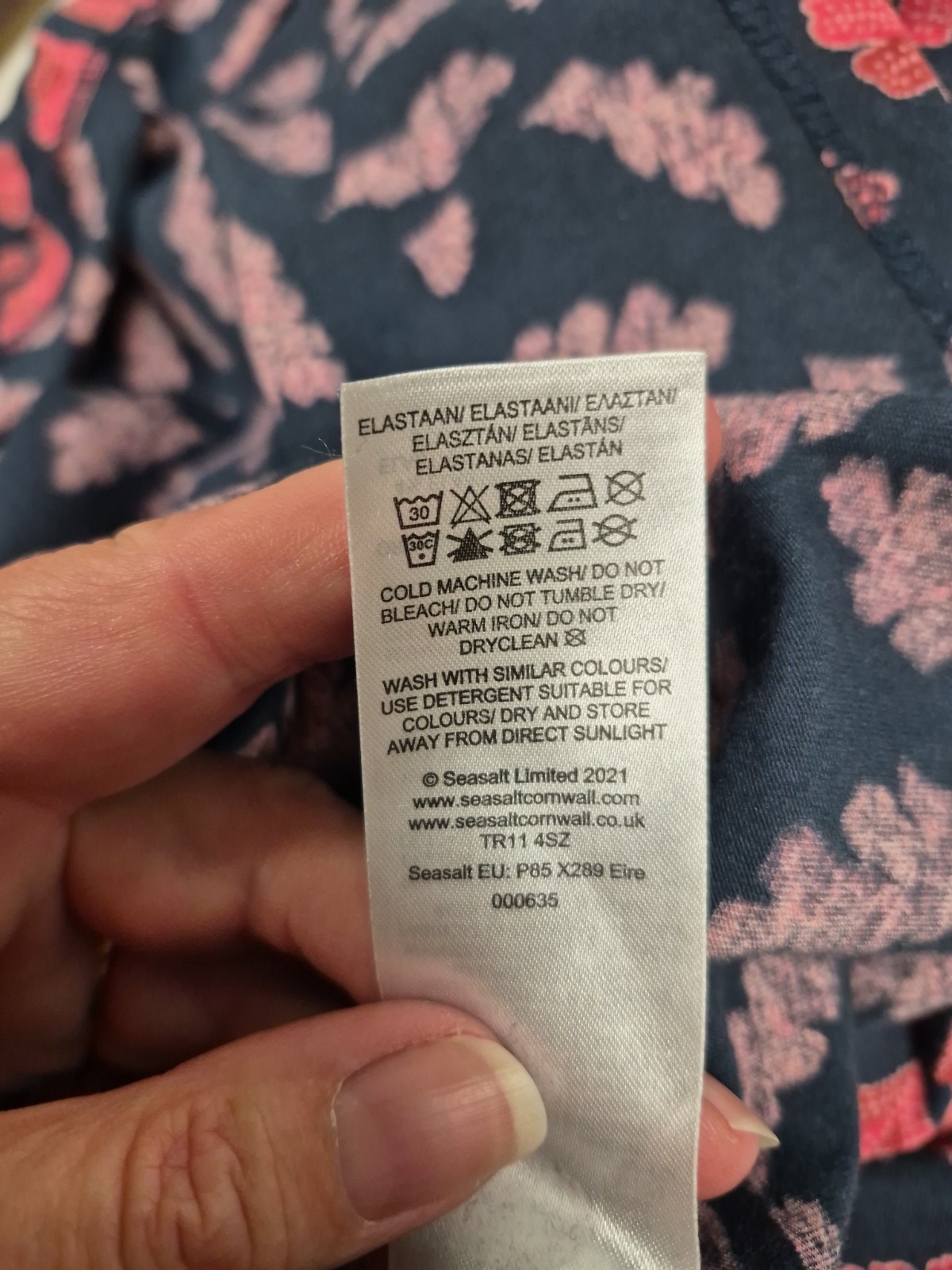 Seasalt Cornwall Seed Packet leaf print midi dress Navy Red size 12 WIL