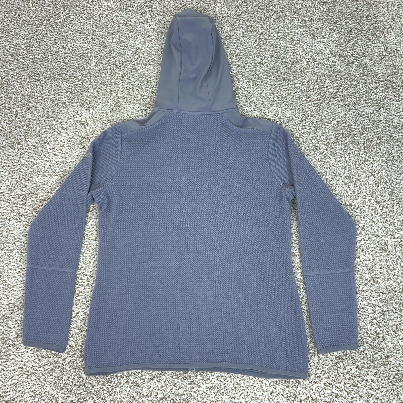 Columbia Jacket Womens XL Blue Hooded Textured Knit Full Zip Outdoor Sweater