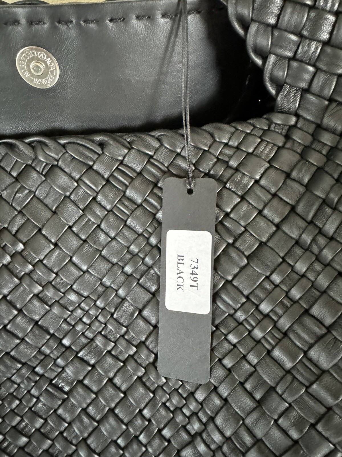 FALOR -ITALIAN Woven Soft Leather ~BLACK Tote Shoulder Bag XL NWT