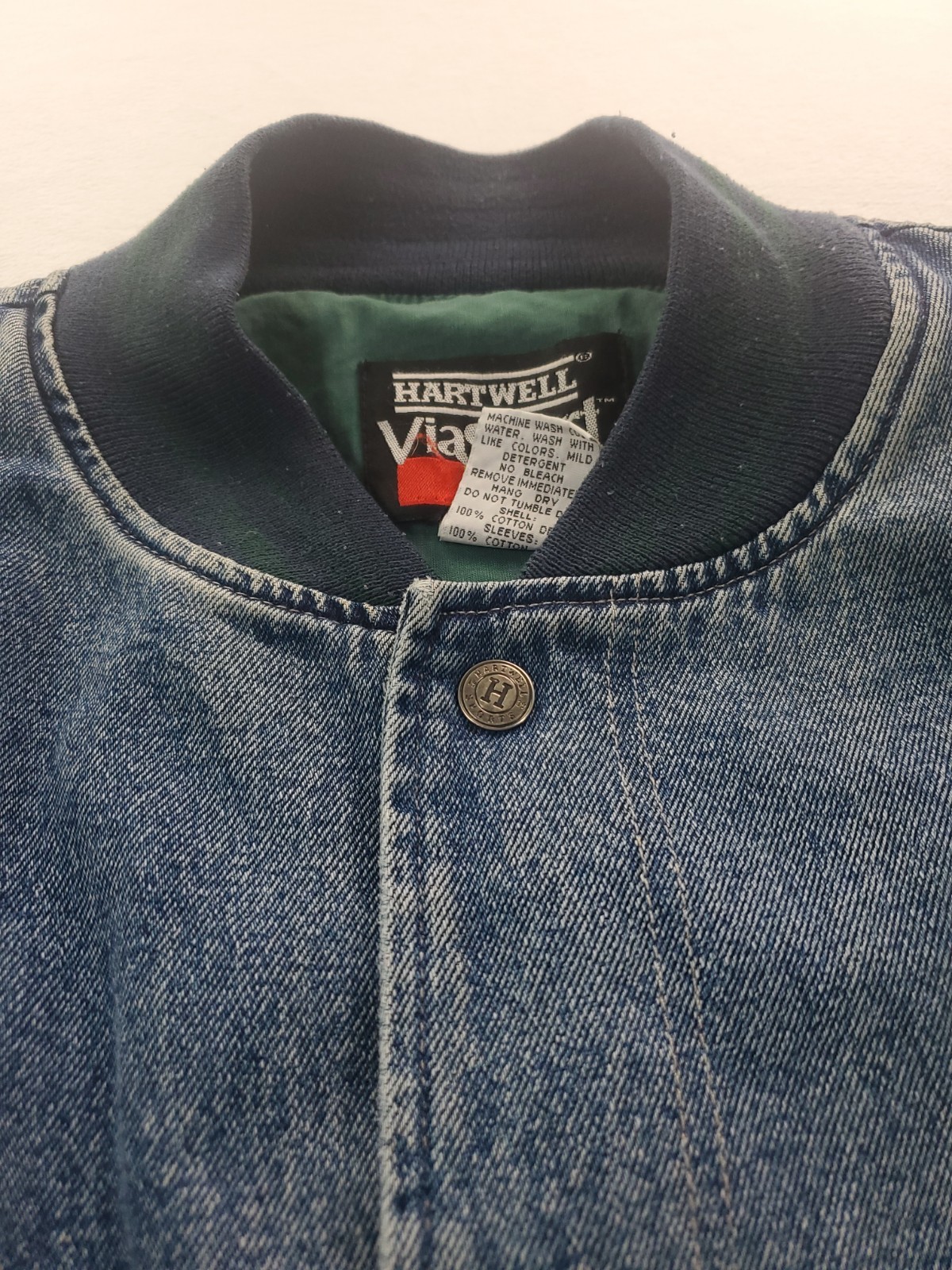 Vintage Hartwell Denim Varsity Bomber Jacket Deltic Logo Size XL