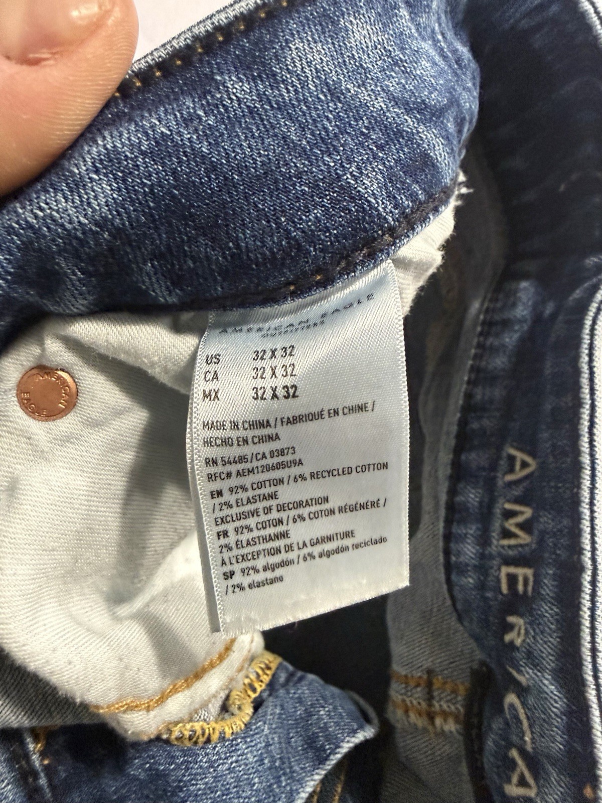 American Eagle AirFlex+ Mens Jeans 32×32 Straight Leg Stretch Denim Medium Wash