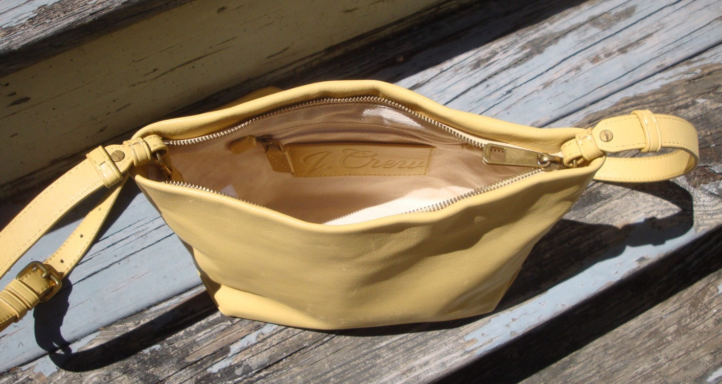 J CREW Yellow Soft Leather Oslo Crossbody Handbag Hobo Shoulderbag Lightweight