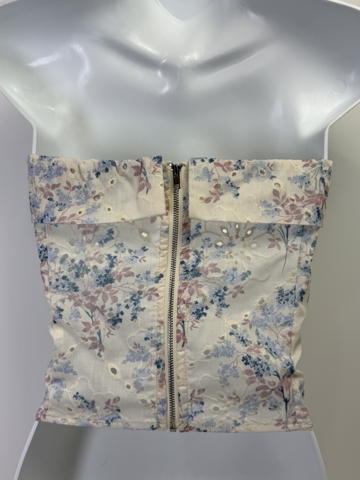 PrettyLittleThing Tall Floral Broderie Boned Corset Top NWT US 10 UK 14