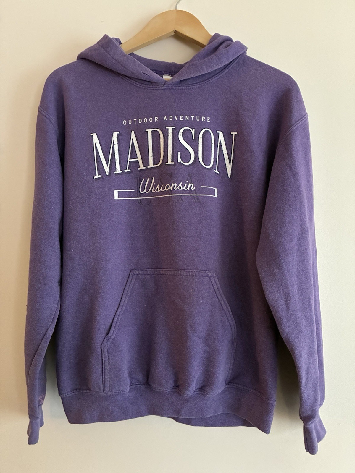 Gildan Women’s Glitter Madison Wisconsin Cotton Polyester Blend Hoodie Purple S