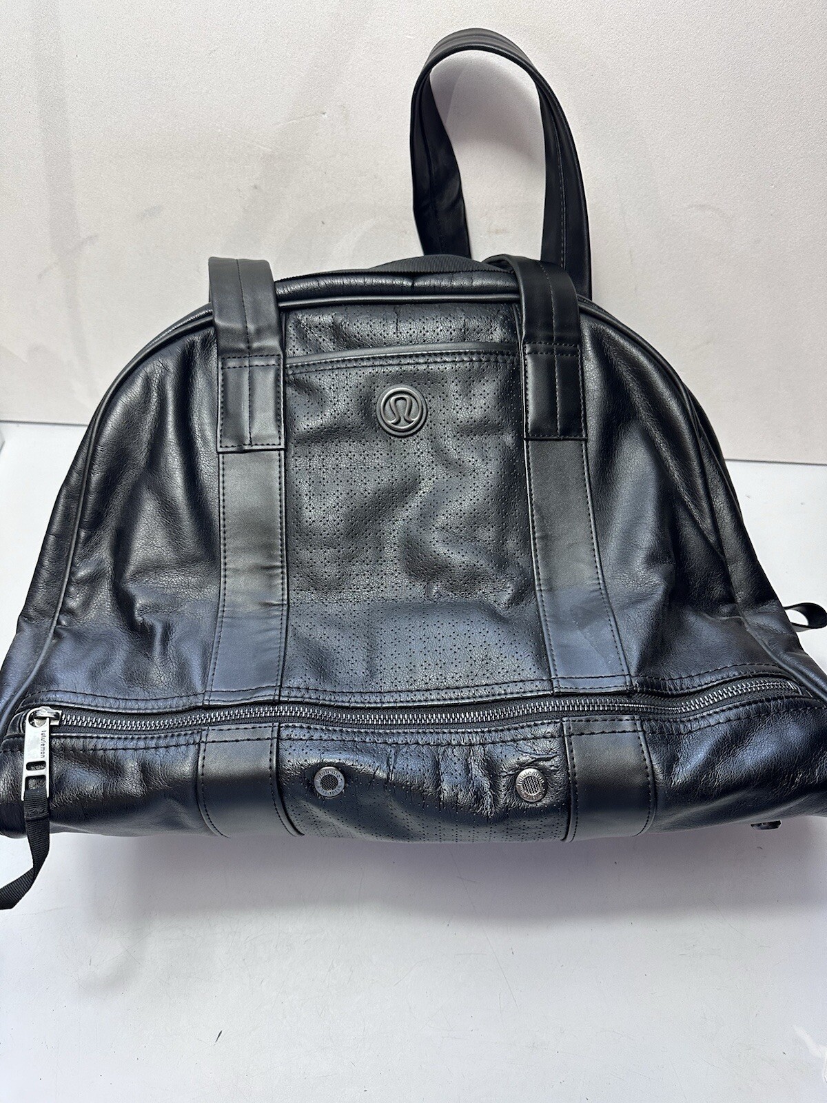 Lululemon Om For All Large Gym Travel Weekender Shoulder Bag Black Faux Leather