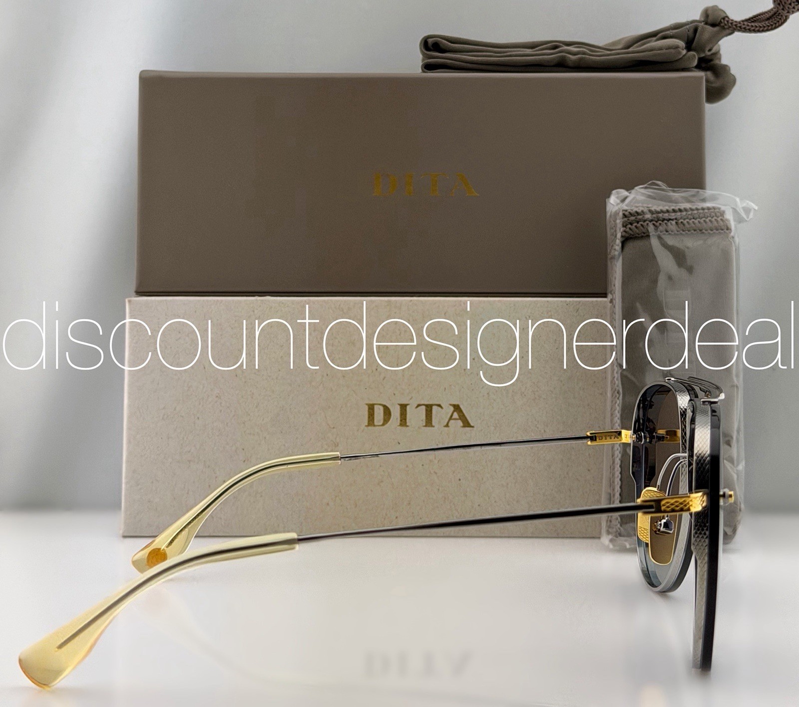 DITA Decade Two Sunglasses Silver Gold Gray Gradient 62mm DRX-2082-A-SLV-GLD NEW