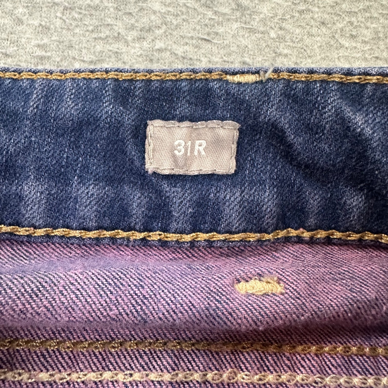 Ariat Jeans Women’s 31R Perfect Rise Rebar Slim Stretch Denim Purple Raw Hem