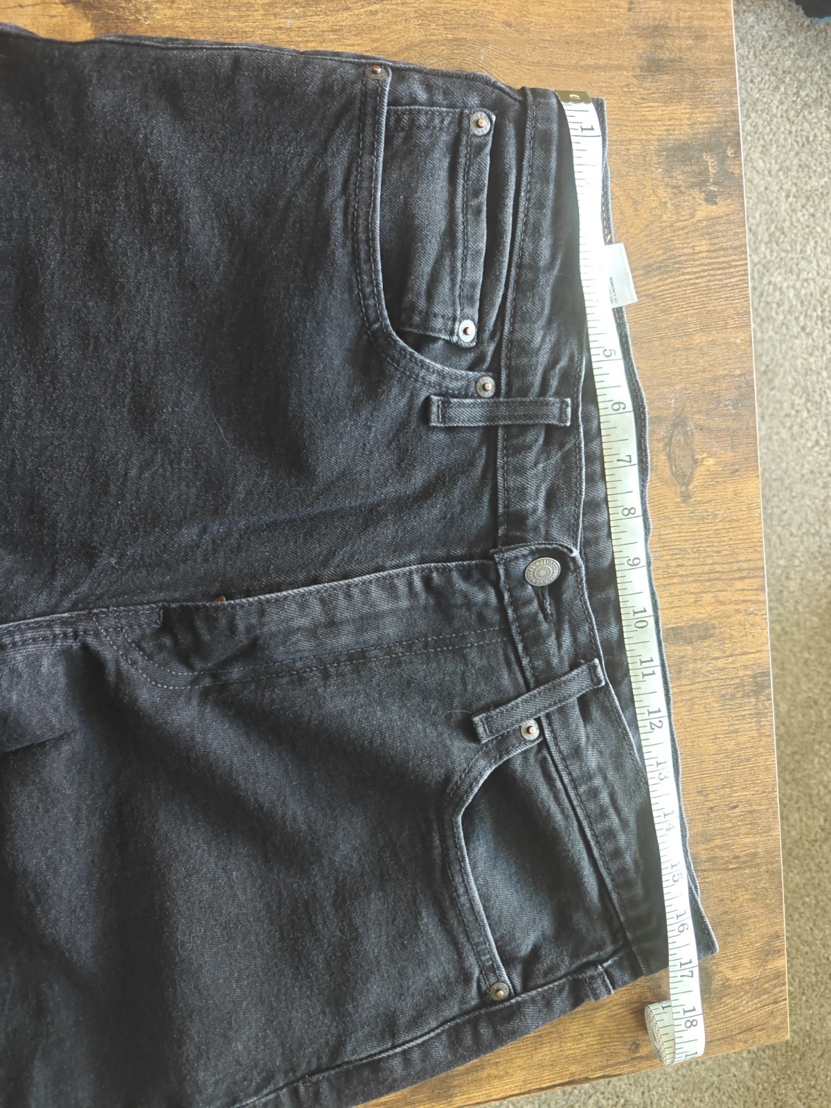 Levis 502 Jeans Mens 36×32 Regular Tapered Black Faded Denim Stretch Premium