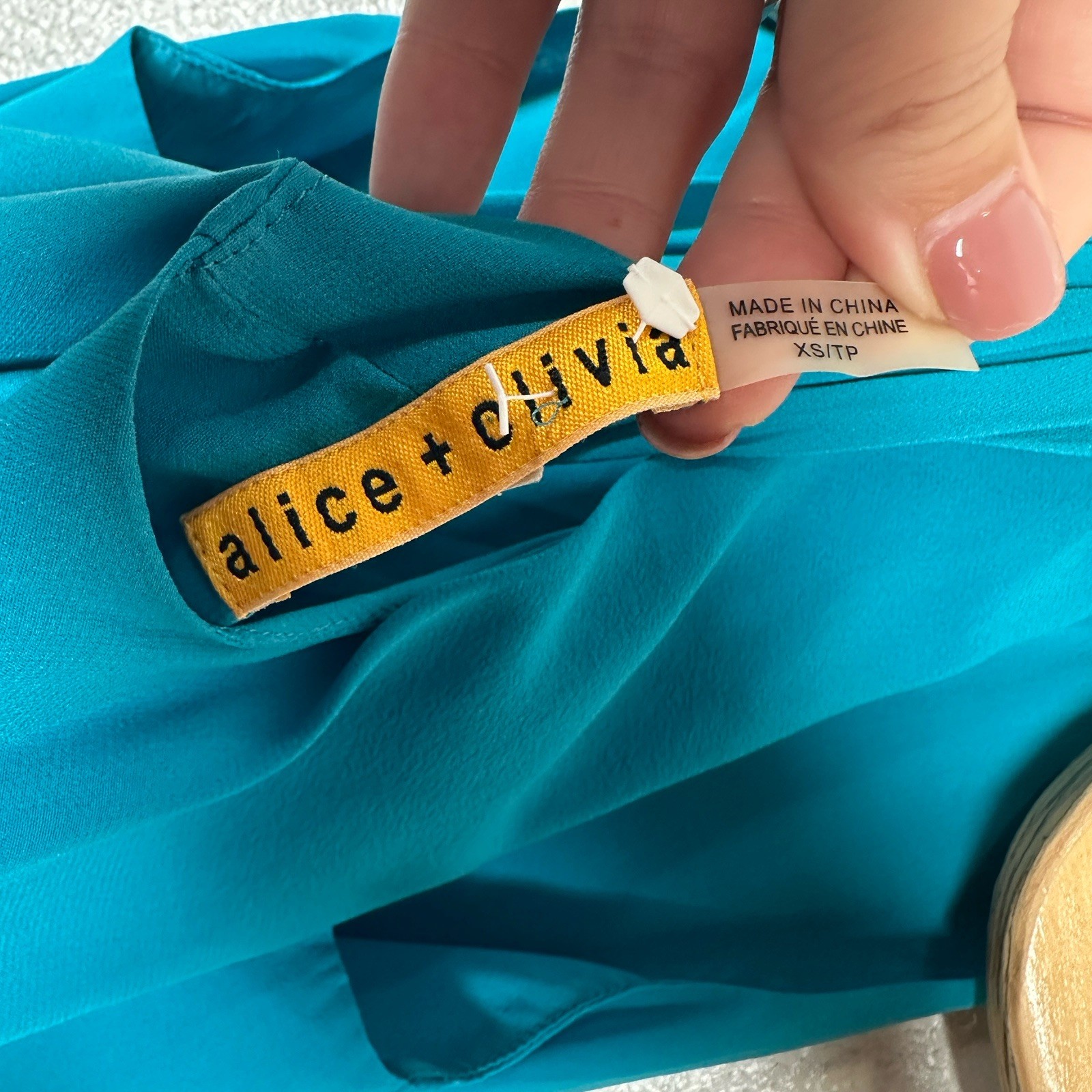 Alice + Olivia Silk Racerback Mini Dress Womens XS Aqua Blue Summer Resort Beach