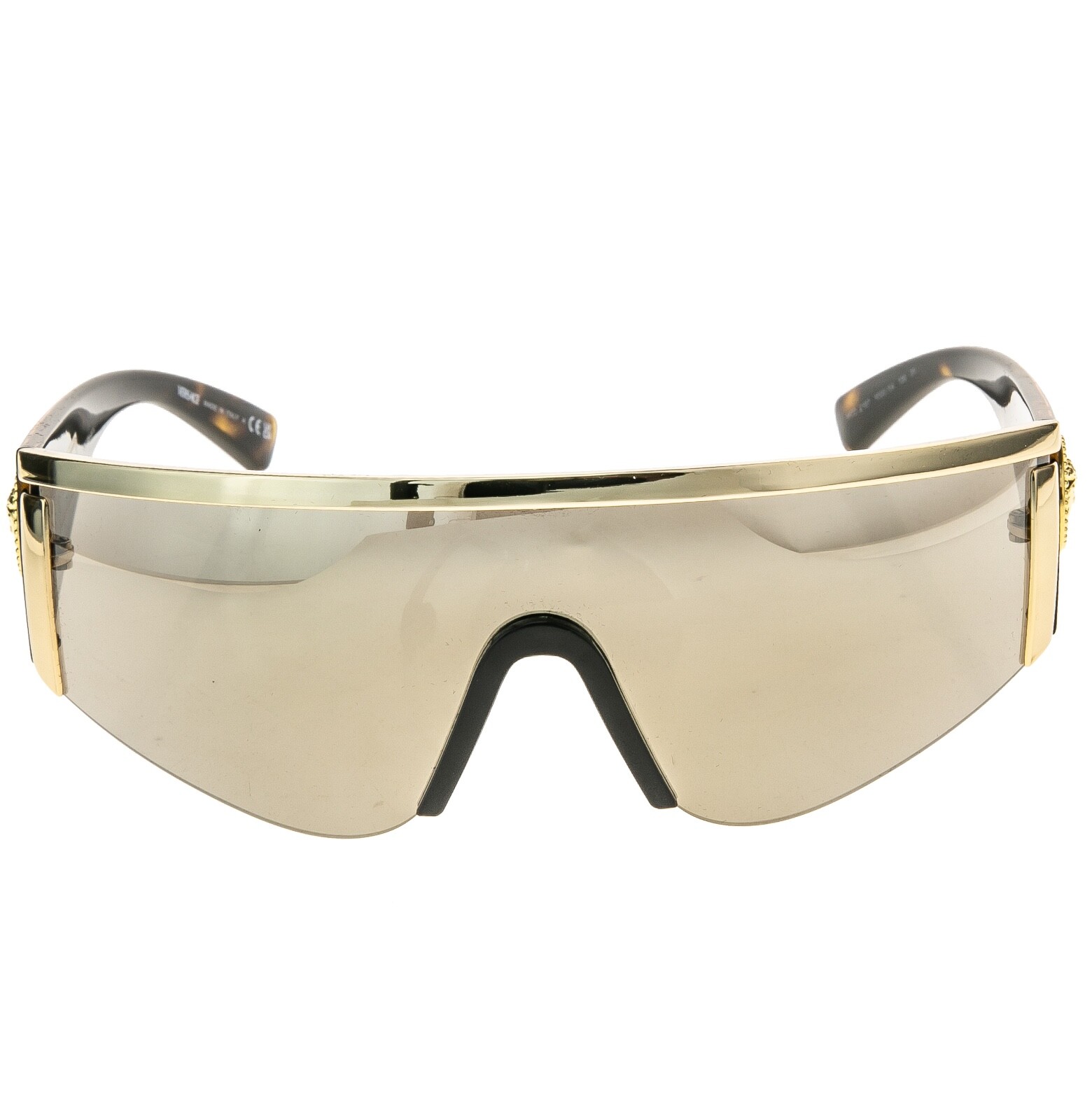 VERSACE 2197 TRIBUTE SHIELD Brown Gold Mirror VE2197 Unisex Wrap Mask Sunglasses